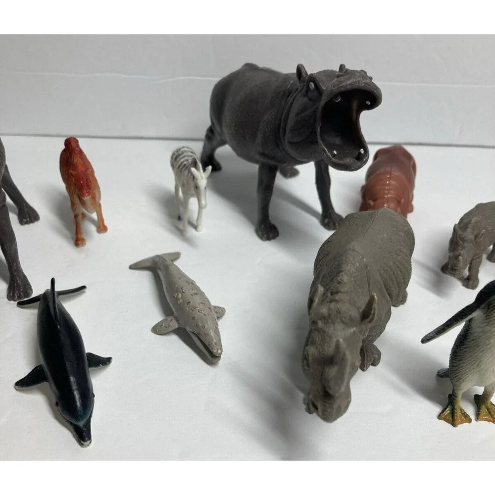 Lot of 14 Hard Plastic Wild/Zoo Animal‎ Toys Collectibles
